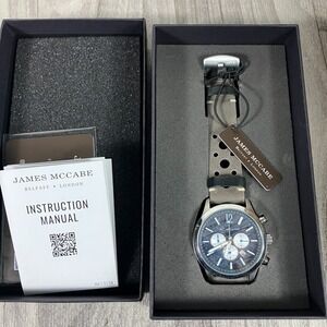 James McCabe Colcham Chronograph Watch Smoky Gray JM-1051 New in Box & Papers